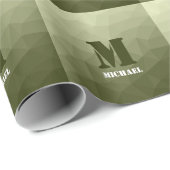 アーミーライトグリーン幾何学メッシュパターンモノグラム ラッピングペーパー (ロールコーナー)