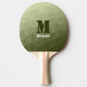 アーミーライトグリーン幾何学メッシュパターンモノグラム 卓球ラケット (正面)