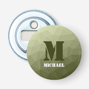 アーミーライトグリーン幾何学メッシュパターンモノグラム 栓抜き