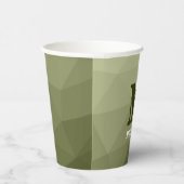 アーミーライトグリーン幾何学メッシュパターンモノグラム 紙コップ (右)
