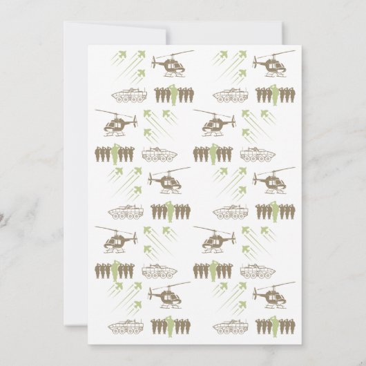 アーミーラベルグリーン迷彩柄カモフラージュ軍隊ブートキャンプ 招待状 (裏面)