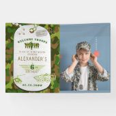 アーミーラベルグリーン迷彩柄迷彩軍隊歓迎 横断幕 (横)