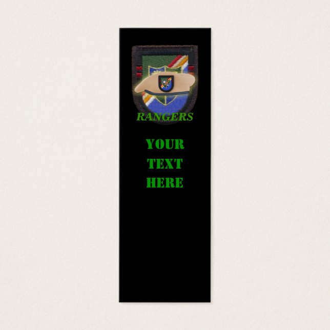 アーミーレンジャー75thフラッシュ退役軍人パッチのブックマーカー (正面)
