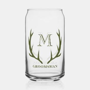 アーミー素朴グリーンアントラカスタムーGroomsmenギフト ガラス缶