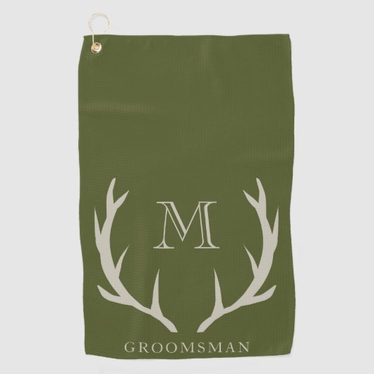 アーミー素朴グリーンアントラカスタムーGroomsmenギフト ゴルフタオル (正面)