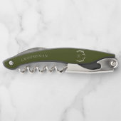アーミー素朴グリーンアントラカスタムーGroomsmenギフト ソムリエナイフ (裏面)
