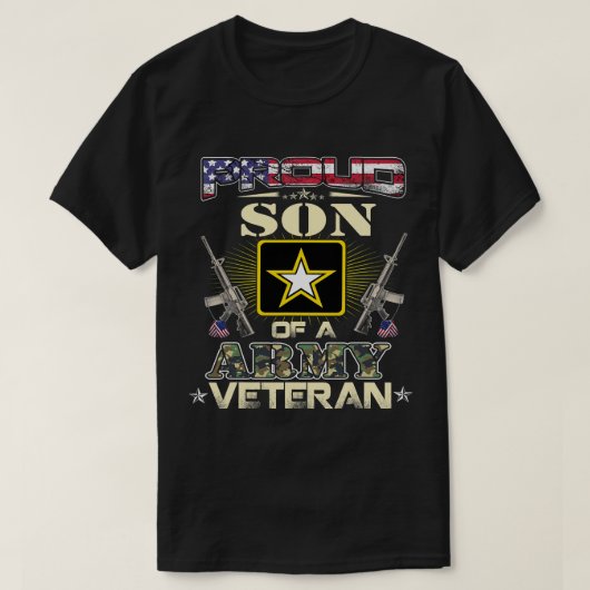 アーミー誇りを持ったソン退役軍人アメリカ国旗の父親への贈り物 Tシャツ (デザイン正面)