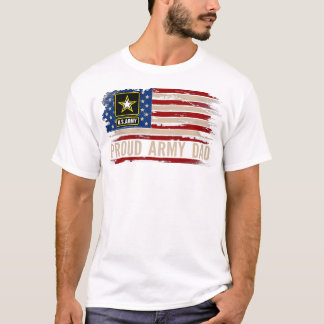 アーミー誇りを持ったパパアメリカ国旗の退役軍人 Tシャツ