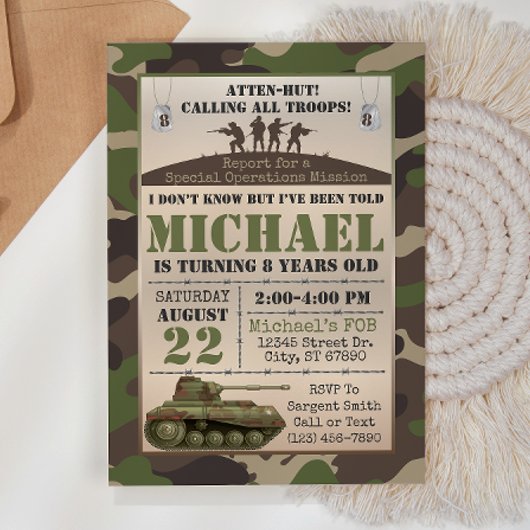 アーミー誕生日招待状 招待状