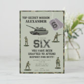 アーミー軍隊カモフラージグリーン迷彩柄誕生日 招待状 (スタンド正面)