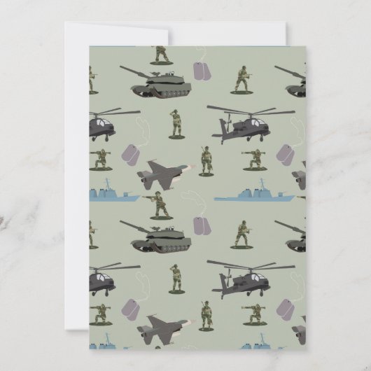 アーミー軍隊カモフラージグリーン迷彩柄誕生日 招待状 (裏面)