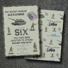 アーミー軍隊カモフラージグリーン迷彩柄誕生日 招待状