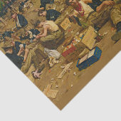 アーミー、初めてのクリスマス遠くにヴィンテージ絵画 薄葉紙 (詳細)