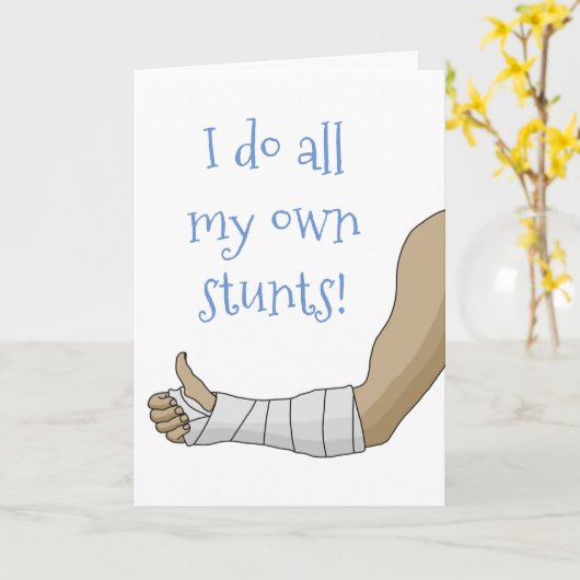 アームキャスト私おもしろいは自分のスタント壊れた腕のすべてを行う カード (黄色い花)