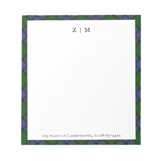 アームストロングクランタータンチェックプレイドパターン ノートパッド (正面)