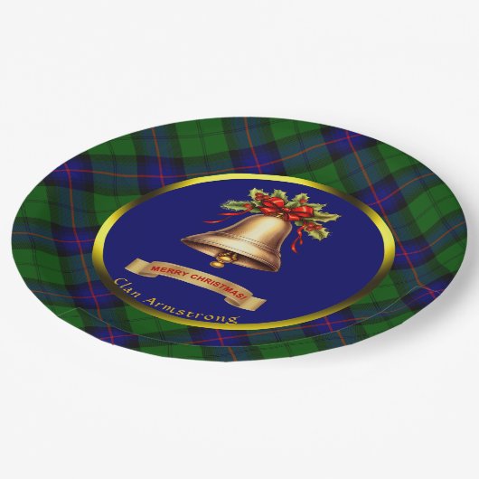アームストロングタータンチェックパーソナライズされたクリスマス ペーパープレート (アングル)
