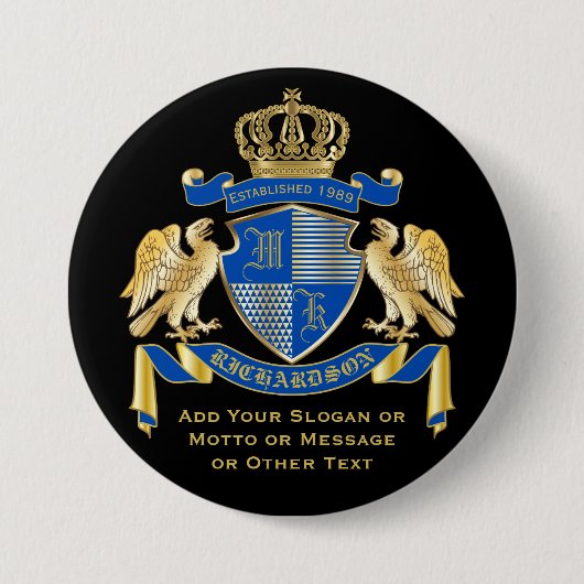アームズブルー金ゴールドイーグルエンブレムの自分のコートを作る 缶バッジ (正面)