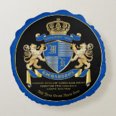 アームズブルー金ゴールドリオンクラウンエンブレムのモノグラムコート ラウンドクッション (裏面)