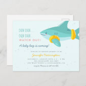 アームバンド付きかわいいサメ夏の赤ちゃんシャワー インビテーションポストカード (正面/裏面)