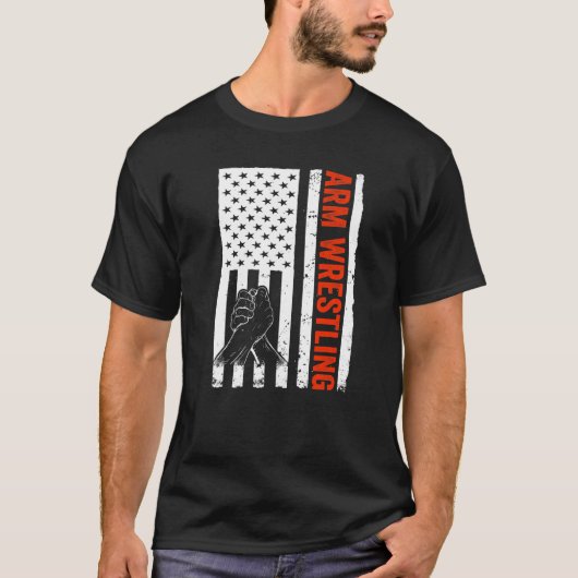アームレスラーUSAフラッグアームレスリング Tシャツ (正面)