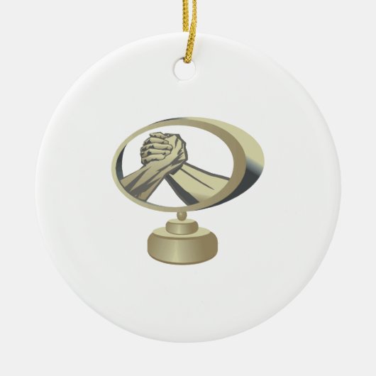 アームレスリングのトロフィ セラミックオーナメント (正面)