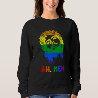 アーメン レインボー LGBTQ プライド フラッグ ゲイ ジーザス キリスト教 スウェットシャツ