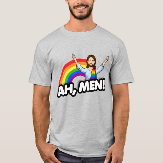 アーメン - 虹のイエス Tシャツ (正面)