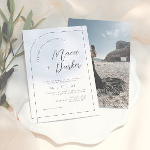 アーモダンチエレガントタイポグラフィシック写結婚真 招待状