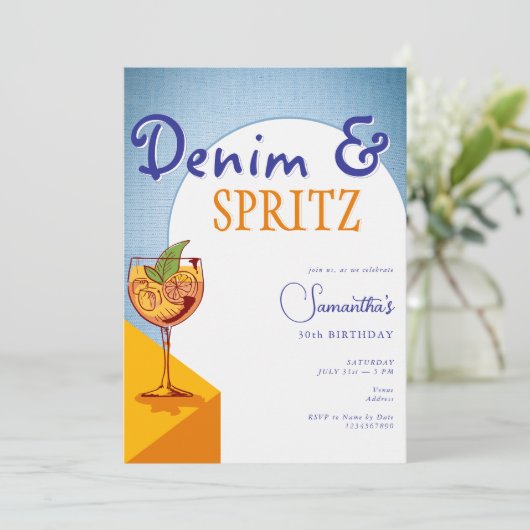 アーモダンチエレガントデニム&スピリッツ夏誕生日 招待状 (スタンド正面)