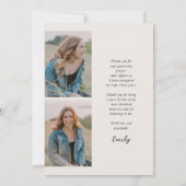 アーモダンチシンプルBOHO写真三卒業 サンキューカード (裏面)