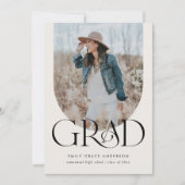 アーモダンチシンプルBOHO写真三卒業 招待状 (正面)