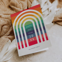 アーモダンチデザインレインボーニューイヤーホリデーカード