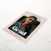 アーモダンチデザイン写真卒業パーティーシルバー 箔招待状 (回転した状態)