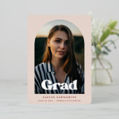 アーモダンチデザイン写真卒業パーティーシルバー 箔招待状 (立ち正面)