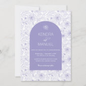 アーモダンチフローラトイル薄紫パープル結婚ズ 招待状 (正面)