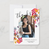アーモダンチフローラ写真卒業パーティーホワイト サンキューカード (正面)