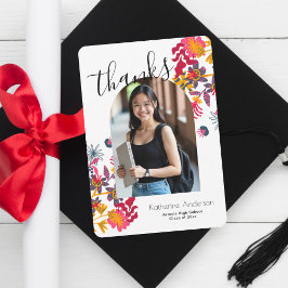 アーモダンチフローラ写真卒業パーティーホワイト サンキューカード