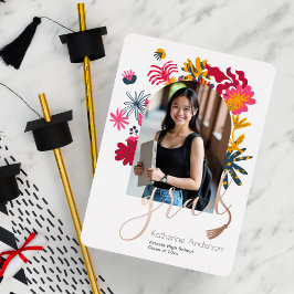 アーモダンチフローラ写真卒業パーティーホワイト 箔招待状