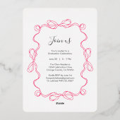 アーモダンチフローラ写真卒業パーティーホワイト 箔招待状 (裏面)