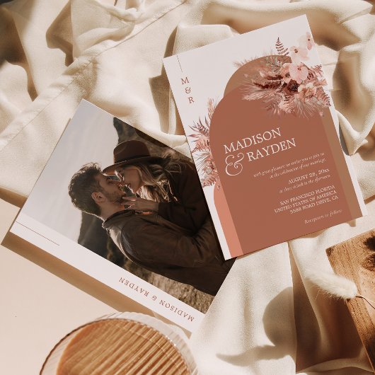 アーモダンチボホパンパスグラステラコッタ結婚ズ 招待状