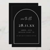 アーモダンチレトロミニマル白黒スクリプト セーブザデート (正面/裏面)