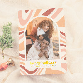 アーモダンチレトロGroovyクリスマスホリデーフォト 箔シーズンカード