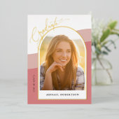 アーモダンチ写真バラ卒業ゴールドフォイルInv 箔招待状 (立ち正面)