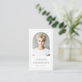 アーモダンチ写真縁ど薄QRコードホワイト 名刺 (スタンド正面)