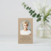 アーモダンチ写真縁ど薄QRコードKraft紙 名刺 (スタンド正面)