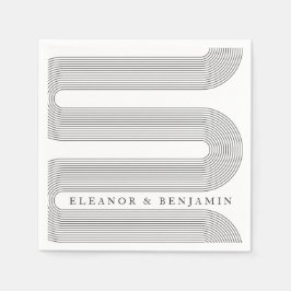 アーモダンチ白黒ラインエレガントな結婚式名 スタンダードカクテルナプキン