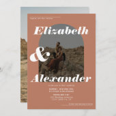 アーモダンチ秋テラコッタ写真レトロ結婚ズ 招待状 (正面/裏面)