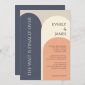 アーモダンチ結婚式招待状Iネイビー&ピーチ 招待状 (正面/裏面)