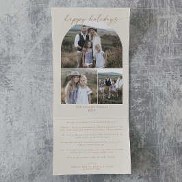 アーモダンチ |クリームハッピーホリデーズフォトコラージュ 三つ折りクリスマスカード