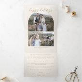 アーモダンチ |クリームハッピーホリデーズフォトコラージュ 三つ折りクリスマスカード (内部)